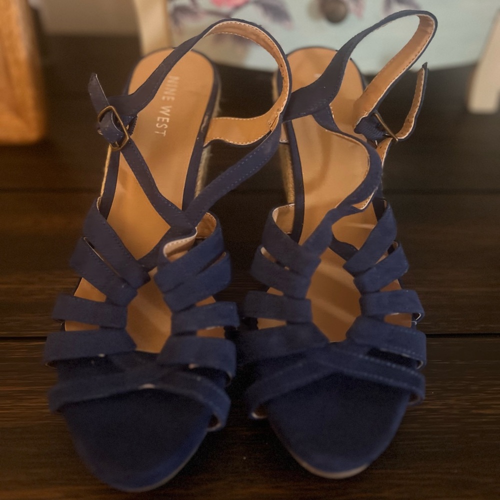Nine West Navy Strappy Sandals
